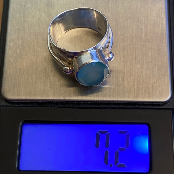 Vintage hallmarked Chalcedony 925 sterling silver ring - Picture 7 of 12